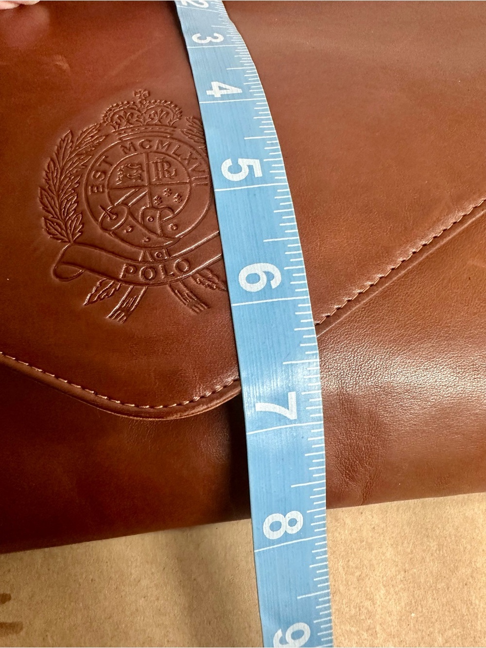 Brown Leather Envelope Clutch Polo Ralph Lauren vintage - Picture 8 of 9